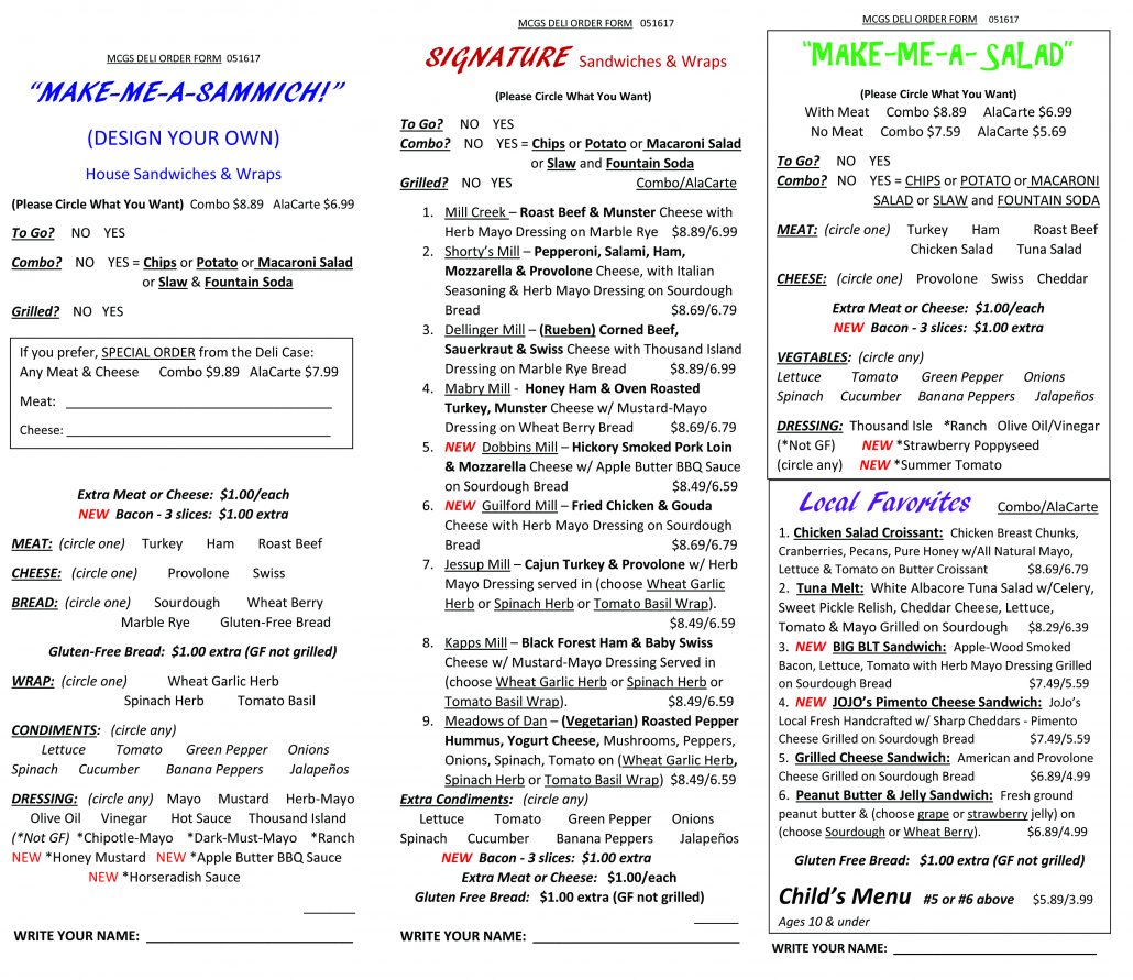 MCGS Deli Menu To Go 5