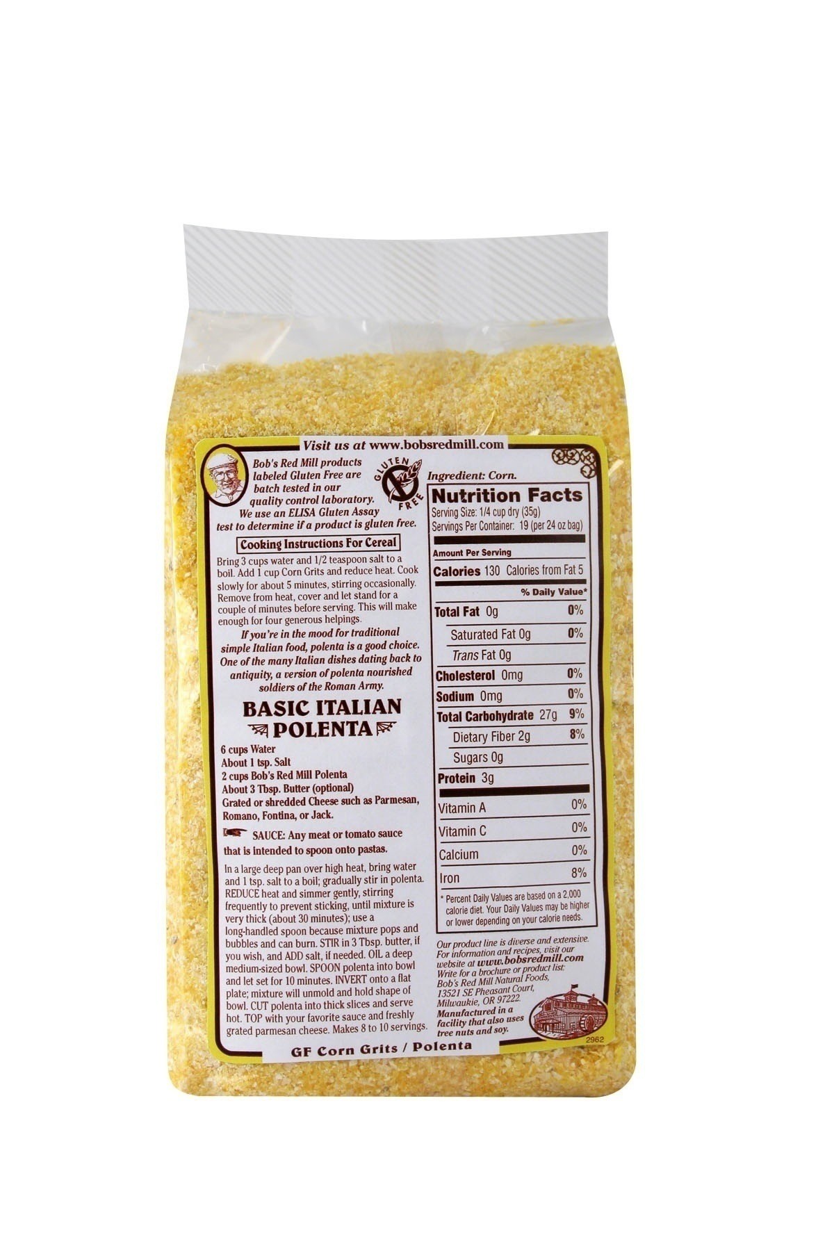 Bob’s Red Mill Gluten Free Corn Grits / Polenta 4/24oz – Mill Creek