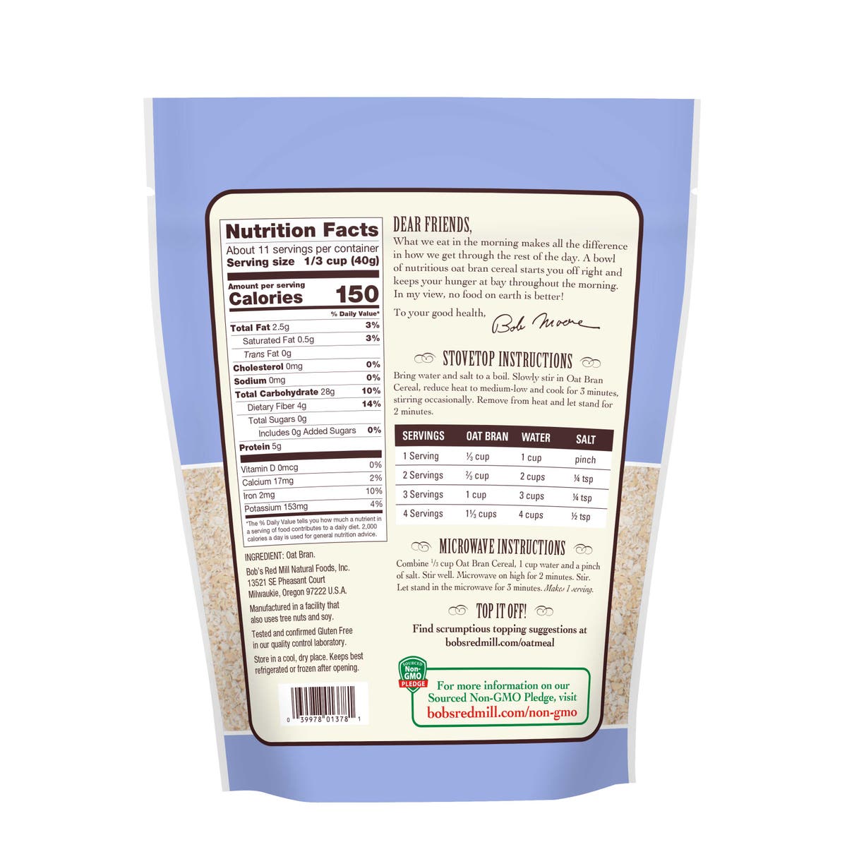 Bob’s Red Mill Gluten Free Oat Bran Mill Creek General Store